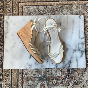 Coach brand CASSANDRA white strappy cork wedge